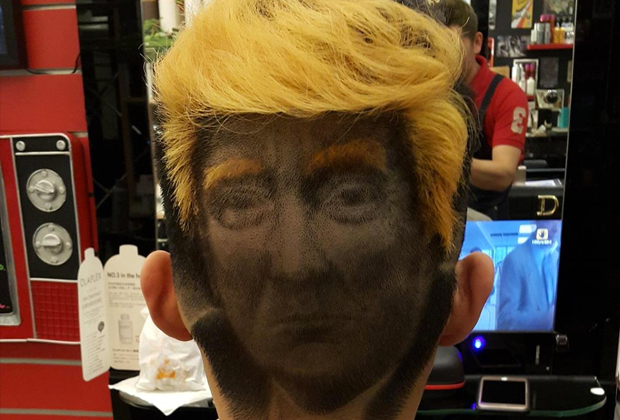 Прическа в виде портрета Трампа, автор — тайваньский парикмахер Аллен Чэнь 