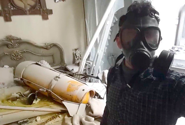 Предполагаемое место разрыва снаряда с химическим веществом в городе Дума