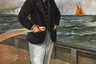 Подворачивать брюки Эдуард начал еще в статусе принца Уэльского, но и став королем не прекратил. Эта картина была написана в 1905 году, Эдуард VII изображен за штурвалом яхты. 