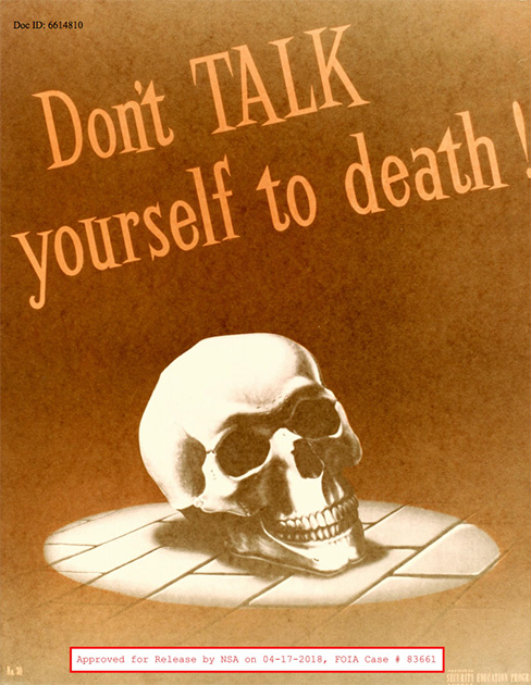 Плакат с призывом к гражданам не делать публичных заявлений, представляющих интерес для врага, поскольку это может стоить им жизни.


«Не заболтайся до смерти!»

