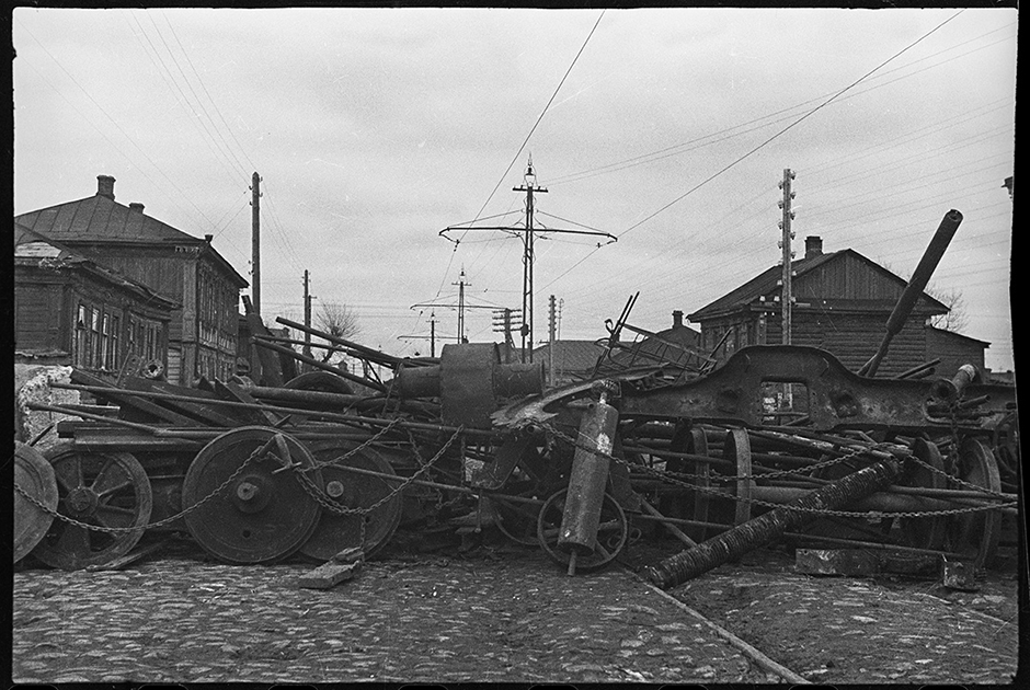 Баррикады на улице Коммунаров в Туле, 1941.