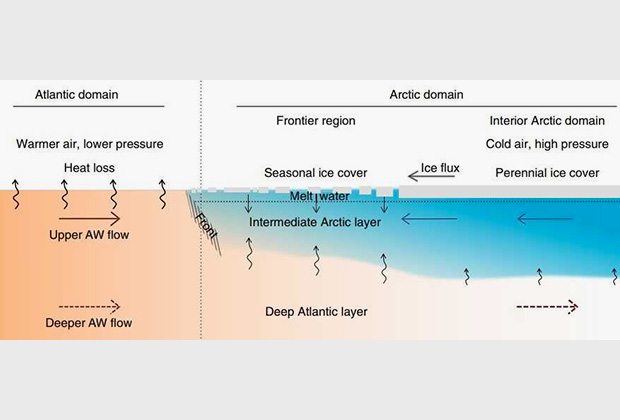 Схема взаимодействия атлантических и арктических вод