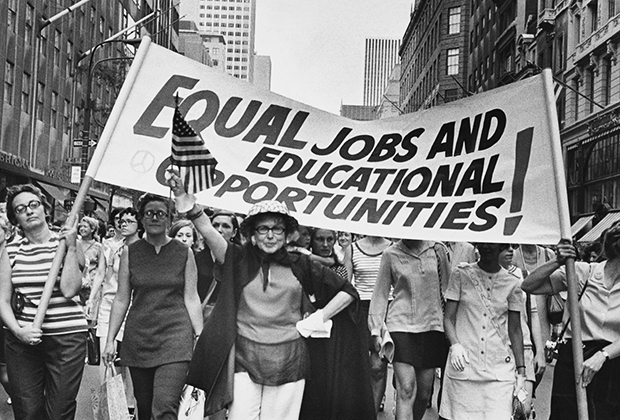 Women march on the streets of New York for equal rights in an undated photo in 60`s