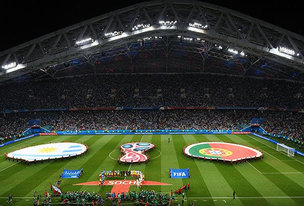 Игра между сборными Уругвая и Португалии на стадион «Фишт» в Сочи