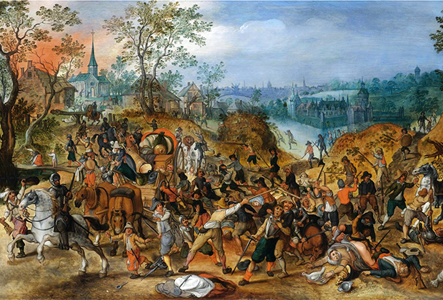 Картина из мастерской Себастьяна Вранкса «Сцена периода Тридцатилетней войны около небольшого городка»