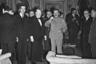 Сталин произносит тост в честь Черчилля на праздновании дня рождения британского премьера во время Тегеранской конференции. 