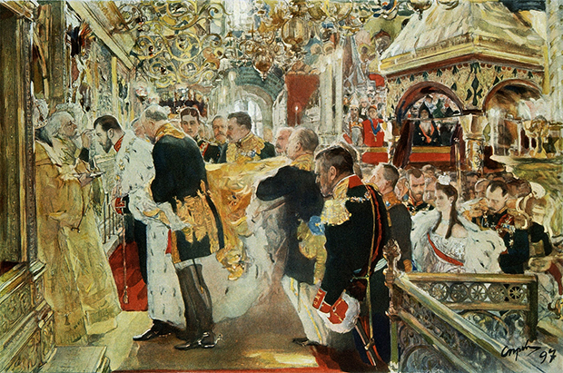 Общий вид коронационной процессии во время венчания Николая II на царство. 