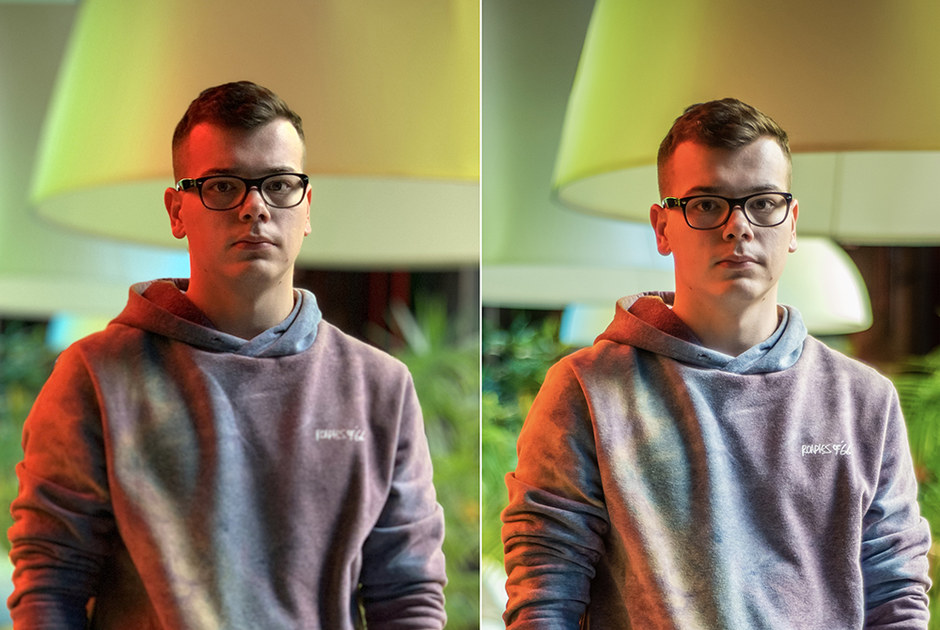 iPhone Xs в портретном режиме с имитацией диафрагмы f/2.0 (слева) и Nikon d750 f/2.0 (справа)