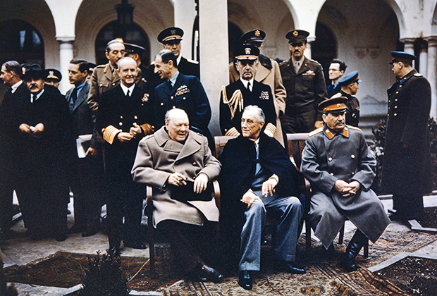 Февраль 1945-го. Черчилль, Рузвельт и Сталин в Ливадийском дворце на конференции в Ялте

