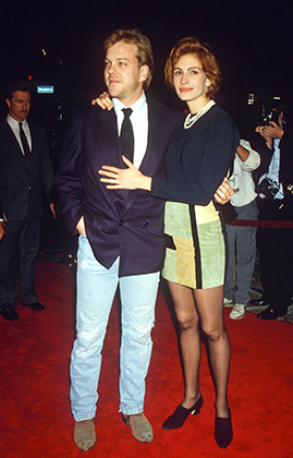 Джулия Робертс и Кифер Сазерленд на премьере фильма «В постели с врагом», 1991 год