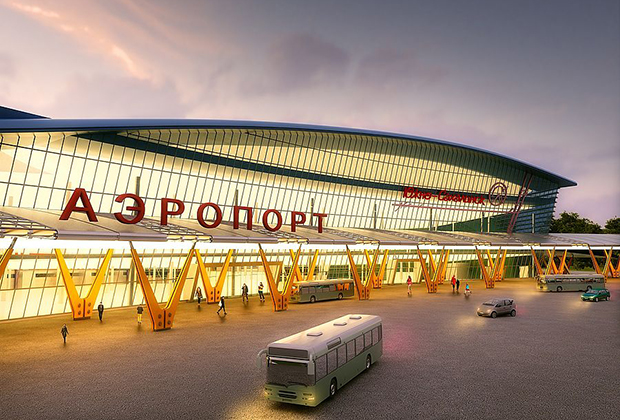 Проект нового аэровокзального комплекса в аэропорту Южно-Сахалинск подразумевает строительство нового терминала с телетрапами, многоярусной парковкой и гостиницами. 