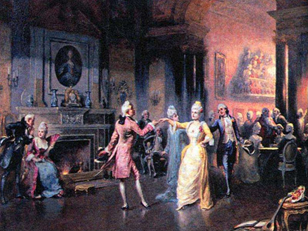 Вслед за своей веселой императрицей устраивать приемы, балы и маскарады начали не только придворные, но и дворяне в провинции. 