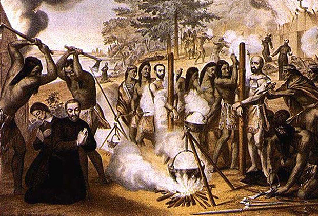 Канадские мученики в 1649 году (гравюра XVIII века)