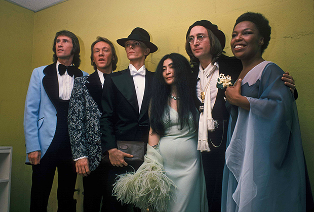 Джон Леннон, Йоко Оно, Дэвид Боуи в 1975 году