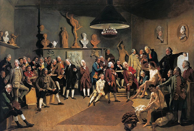 Иоганн Цоффани «Портрет членов Королевской академии в натурном классе», 1772 год