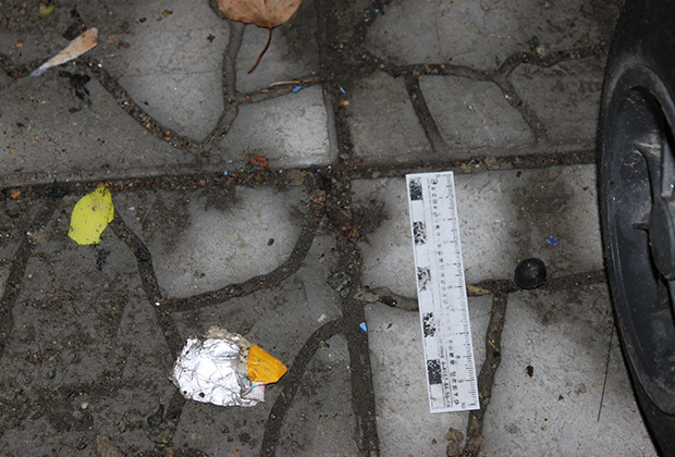 Пули, обнаруженные на проезжей части перед домом Олега Шишова