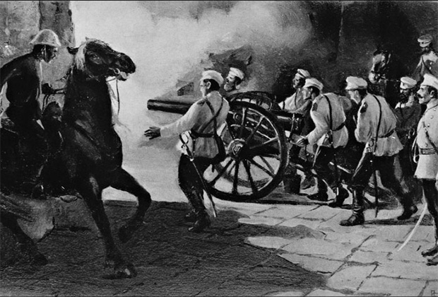 Русская артиллерия пробивает ворота Пекина 14 августа 1900 года