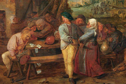 Адриан Брауэр «Драка крестьян при игре в карты»,1630-1640