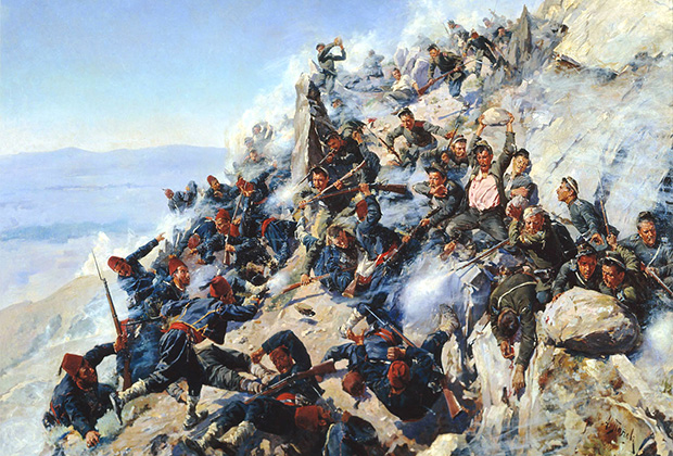 Картина Алексея Попова «Защита "Орлиного гнезда" орловцами и брянцами 12 августа 1877 года»