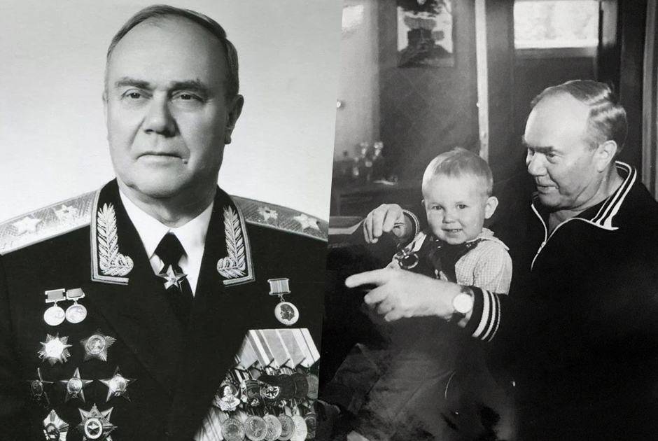 Маршал войск связи Андрей Белов на протяжении почти 17 лет (с 1970 года)  возглавлял войска связи Вооруженных Сил СССР. На снимке 1984 года маршал Белов играет с внуком Алешей дома в Москве.