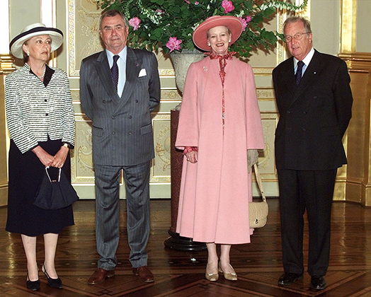 Бельгийский король Альберт II и королева Паола принимают королеву Маргрете II и принца-консорта Хенрика в Брюсселе, 2002 год
