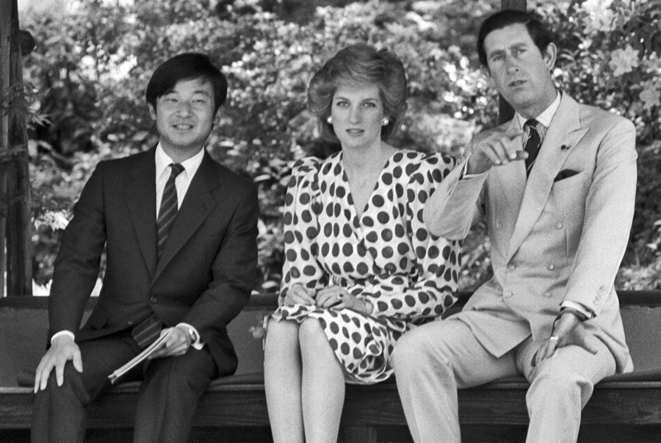 Принц Нарухито, британская принцесса Диана и принц Чарльз в Киото в 1986 году