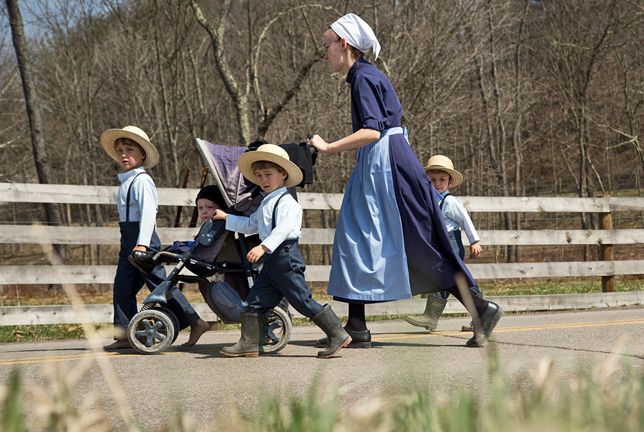 В семьях амишей, как правило, много детей. Женщина ответственна не только за быт и воспитание детей, но и помогает мужчинам на сельскохозяйственных работах.

