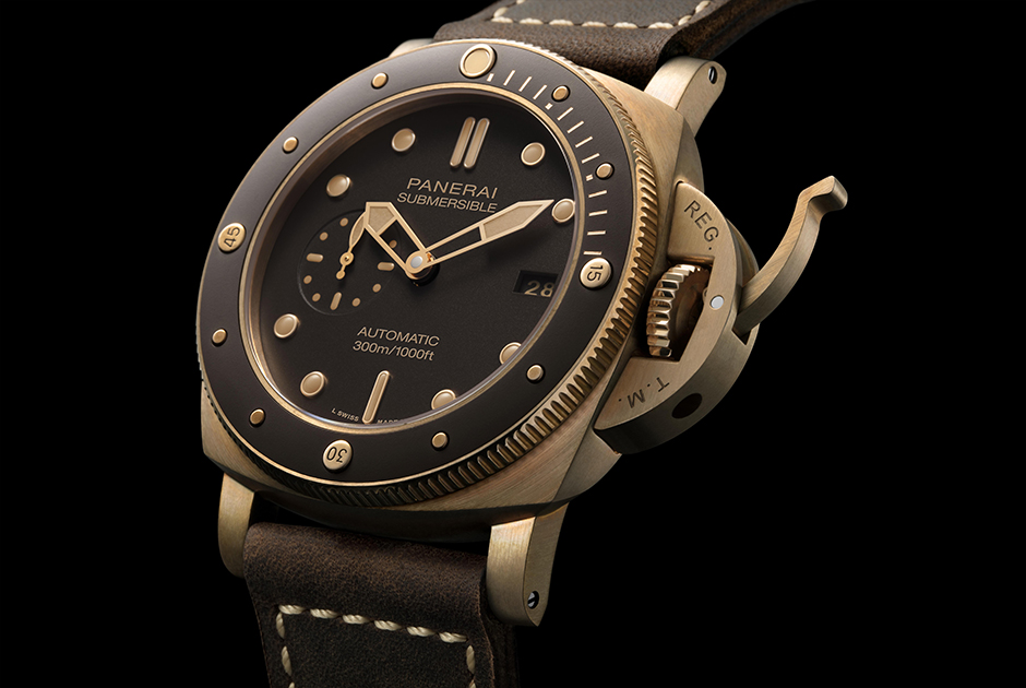 Часы Officine Panerai Submersible Bronzo 47мм (2019) с характерной защитой заводной головки