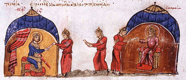 Аббасидский халиф аль-Мамун отправил посланника византийскому императору Феофилу