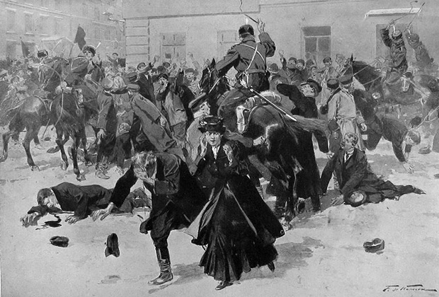 Валентин Серов «Разгон казаками демонстрации в 1905 году»