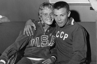 Американская гимнастка Дорис Фукс и советский боксер Борис Никоноров