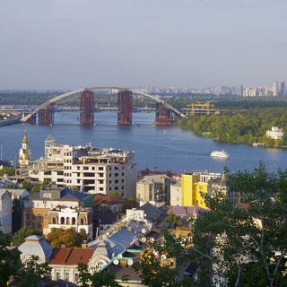 Вид на район Подол в Киеве