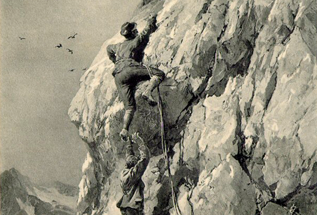 Первый покоритель Килиманджаро Людвиг Пурчеллер и известный немецкий альпинист рубежа XIX и XX веков Карл Блодиг, рисунок Э.Т. Комптона