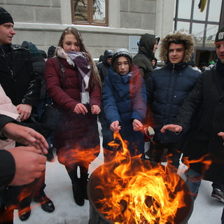 Жители Украины проводят протестную акцию у здания компании «Нафтогаз-Украина»