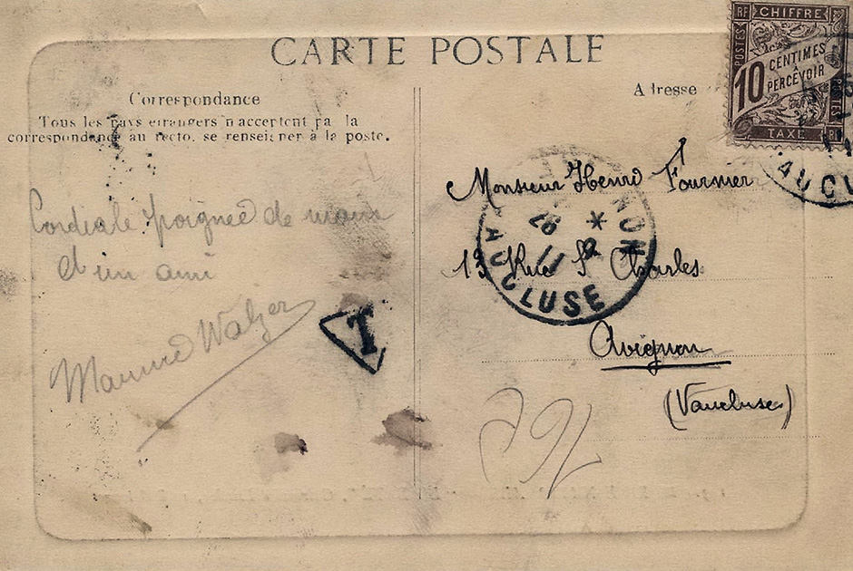 Эскадренный броненосец «Либертэ». Оборотная сторона открытки, отправленной из Тулона 26 сентября 1911 года (на следующий день после взрыва броненосца)
