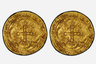 Английский золотой флорин появился в 1343 году. На профиле изображен король Эдуард III под балдахином в виде леопарда с короной. Чеканить флорины перестали всего через год — в 1344-м. Сейчас известно о существовании трех таких монет.