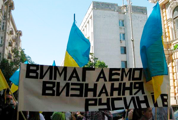 Русины Закарпатья вышли на улицы с требованием особого статуса автономии (2015)