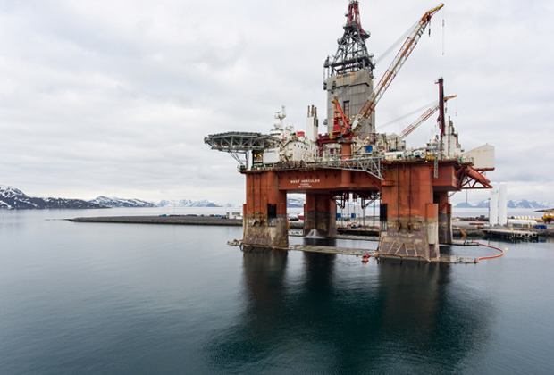 Нефтяная вышка рядом с норвежским Хаммерфестом, 2019 год