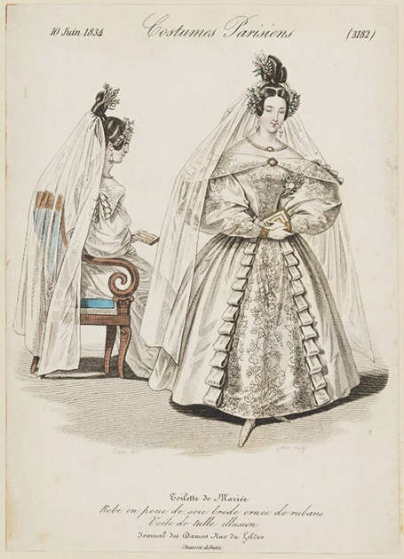 Иллюстрация из модного журнала Costumes Parisiens, 1834 год