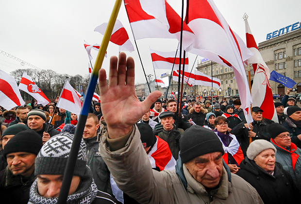 Демонстранты в Минске протестуют против интеграции с Россией, 21 декабря 2019 года