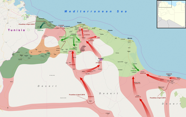 Карта военных действий в Ливии