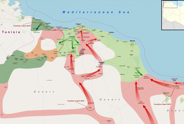 Карта военных действий в Ливии