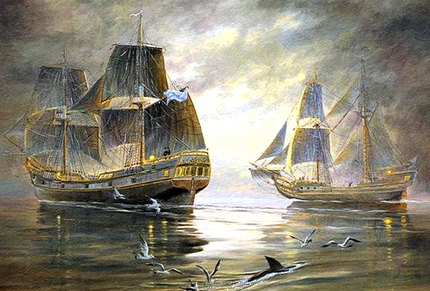 Деревянные парусные почтово-пассажирские суда участвовали во Второй Камчатской экспедиции под руководством Витуса Беринга и Алексея Чирикова.