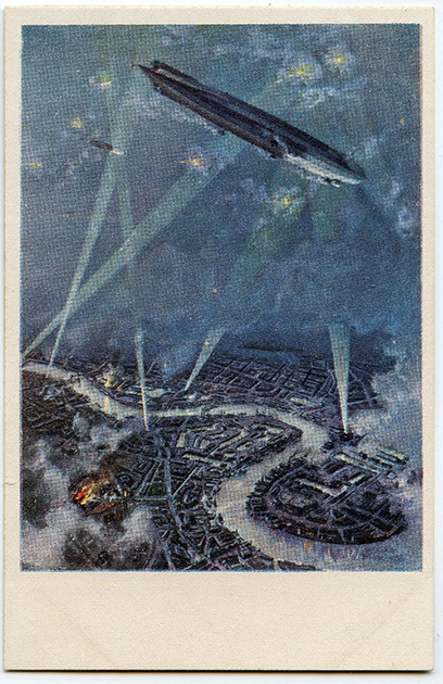 Германские цеппелины бомбят Лондон. Немецкая открытка выпуска 1914-1917 годов