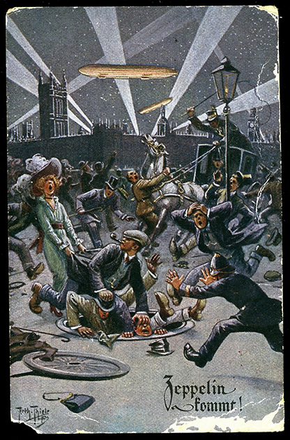 Рейд германских цеппелинов на Лондон. Немецкая открытка 1914 года