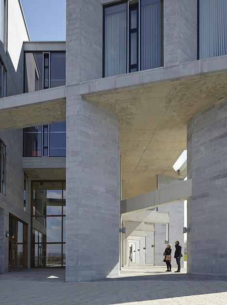 Здание Медицинской школы Лимерикского университета (Ирландия) построено в 2012 году. Фасад выполнен из известняка — это природный материал данного региона. 