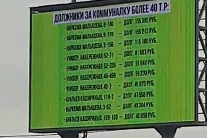В российском городе имена должников за услуги ЖКХ написали на билборде