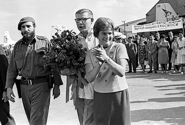 Валентина Терешкова и Фидель Кастро на Кубе, 1963 год