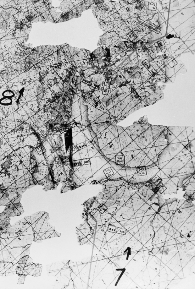 Часть полетной карты, обнаруженной на сбитом U-2 Фрэнсиса Пауэрса