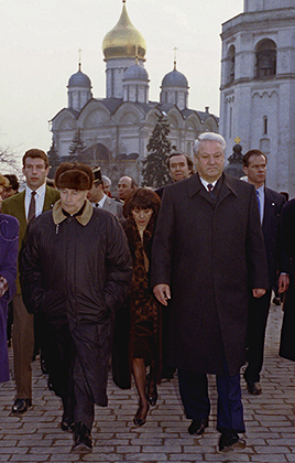 Миттеран и президент России Борис Ельцин в Кремле, март 1993 года